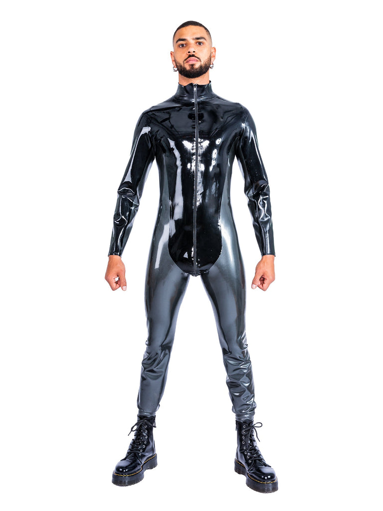 Skin Two UK Men’s Two Tone Steel & Black Catsuit Catsuit