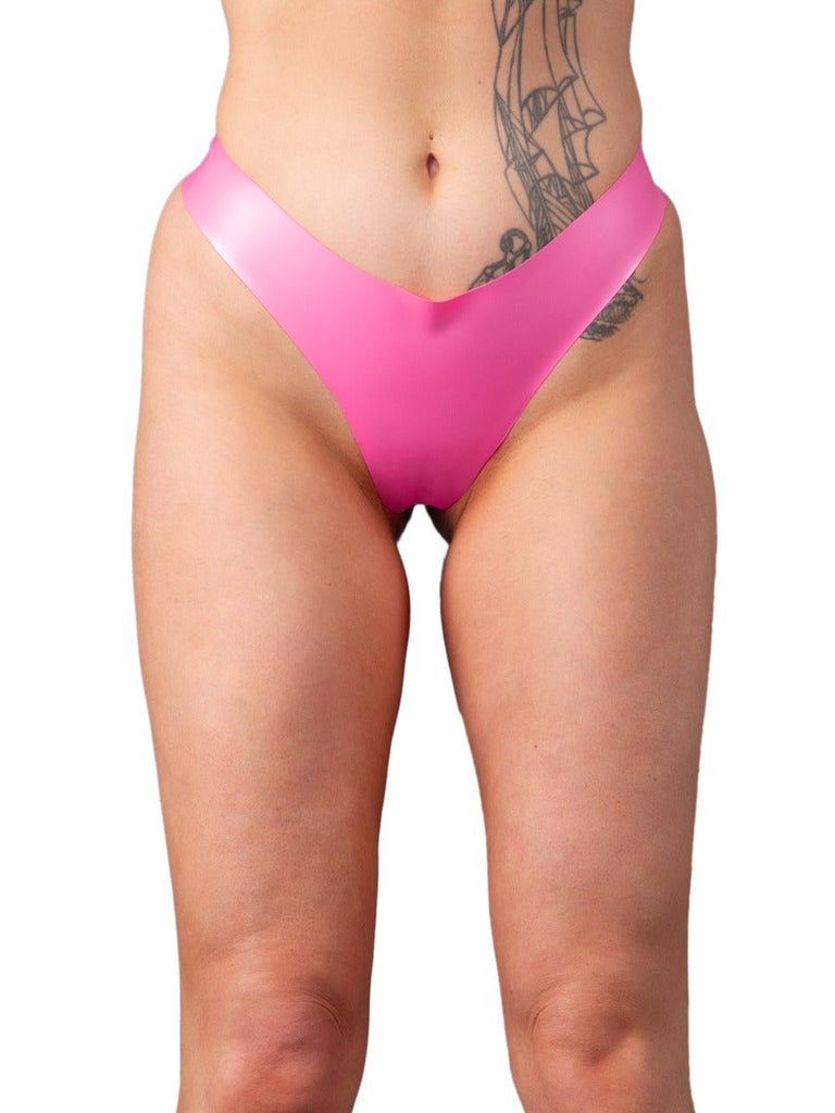 Skin Two UK Metallic Latex Thong Fuchsia Knickers