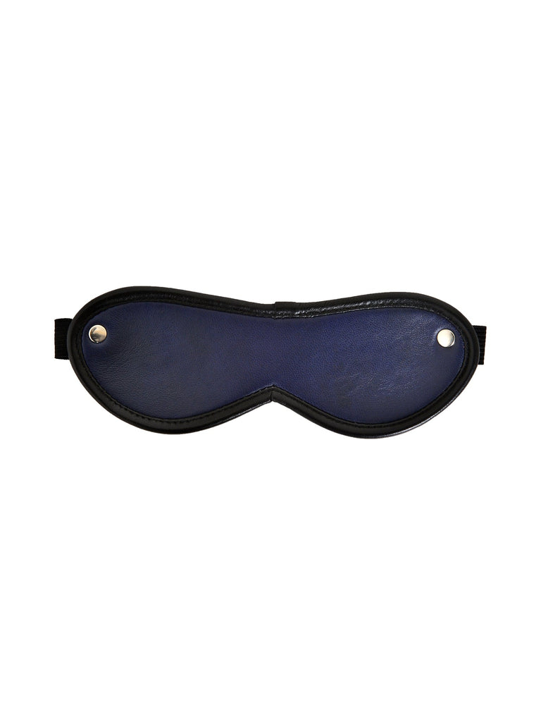 Skin Two UK Blue Leather Blindfold With Black Trim - One Size Blindfolds