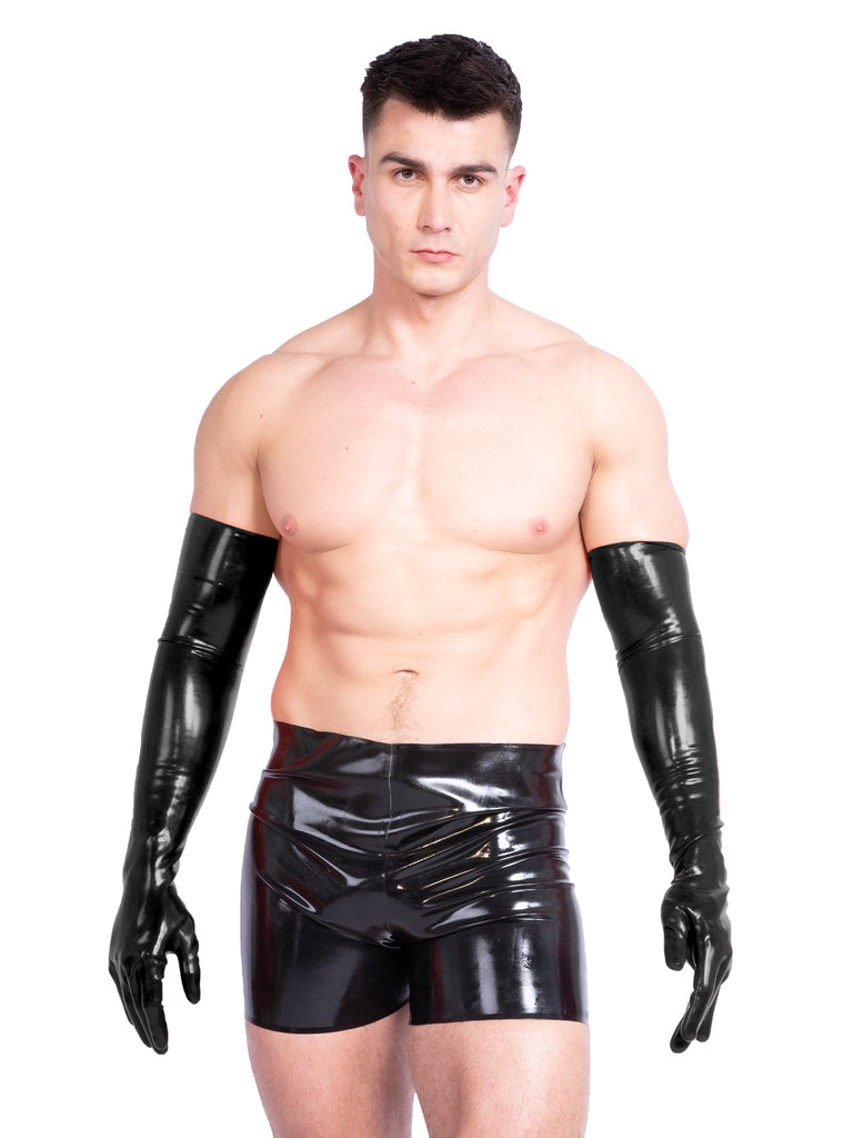 Men`s Moulded Shoulder Length Latex Gloves in Red