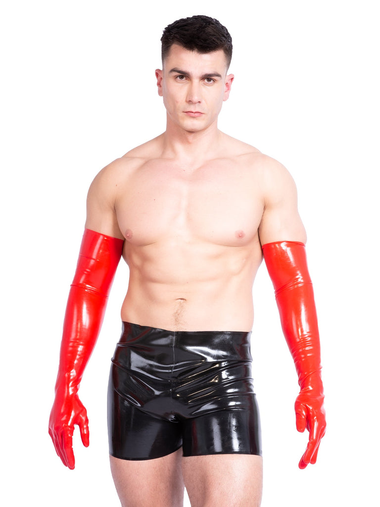 Men`s Moulded Shoulder Length Latex Gloves in Black