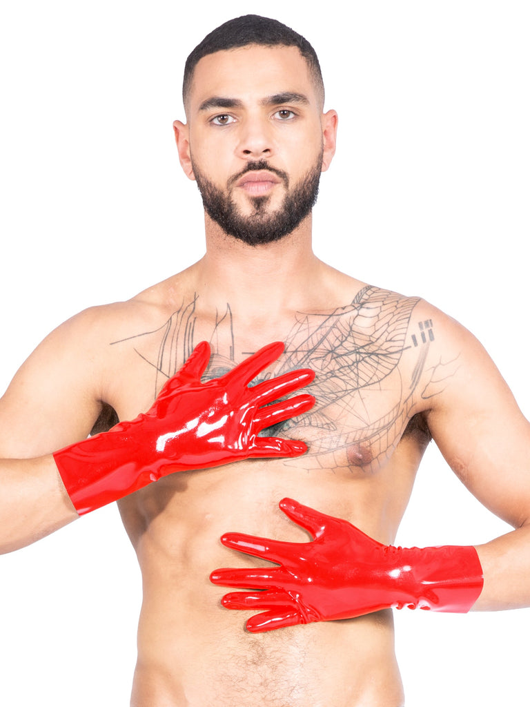 Men`s Moulded Short Latex Gloves in Black