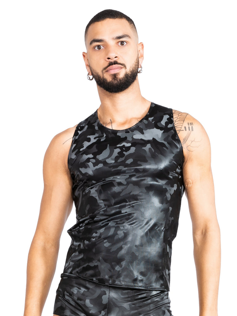 VynX Round Neck Camo Vest Top