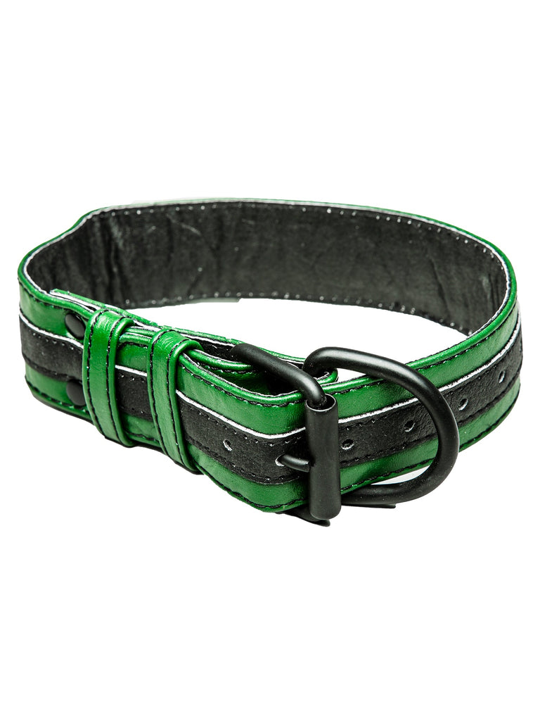 Skin Two UK Bulldog Bondage Collar Black/Green - One Size Collar
