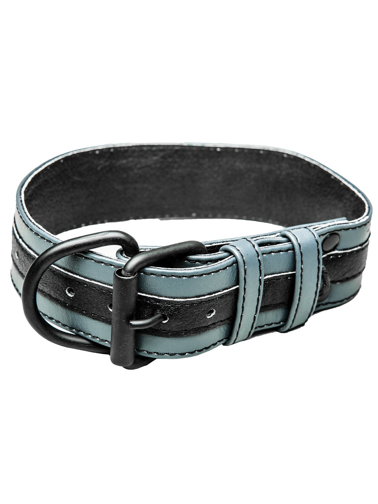 Skin Two UK Bulldog Bondage Collar Black/Grey - One Size Collar