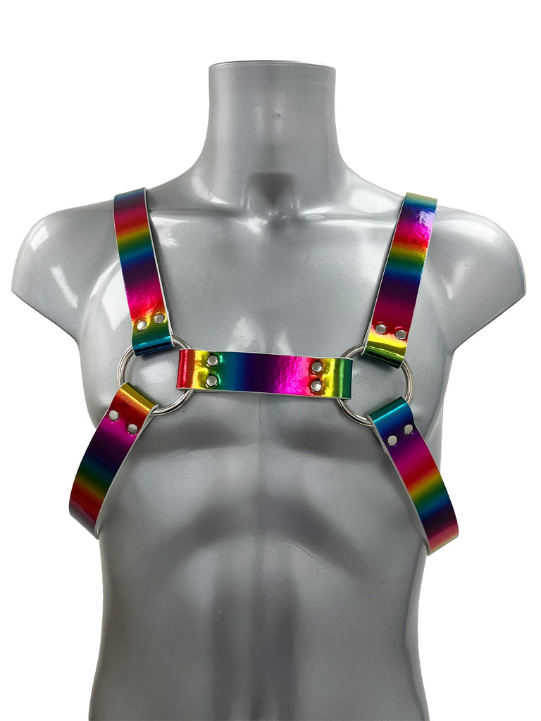 Bold Buckled Chest Harness - Iridescent Snake