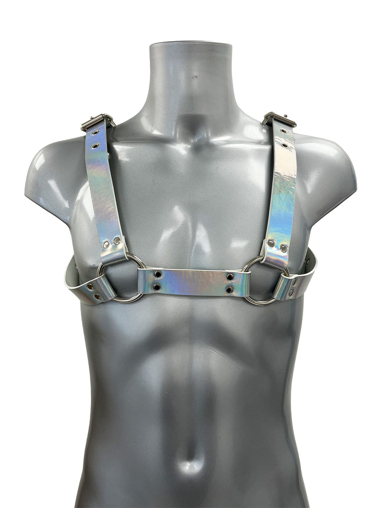 Bold Buckled Chest Harness - Iridescent Snake