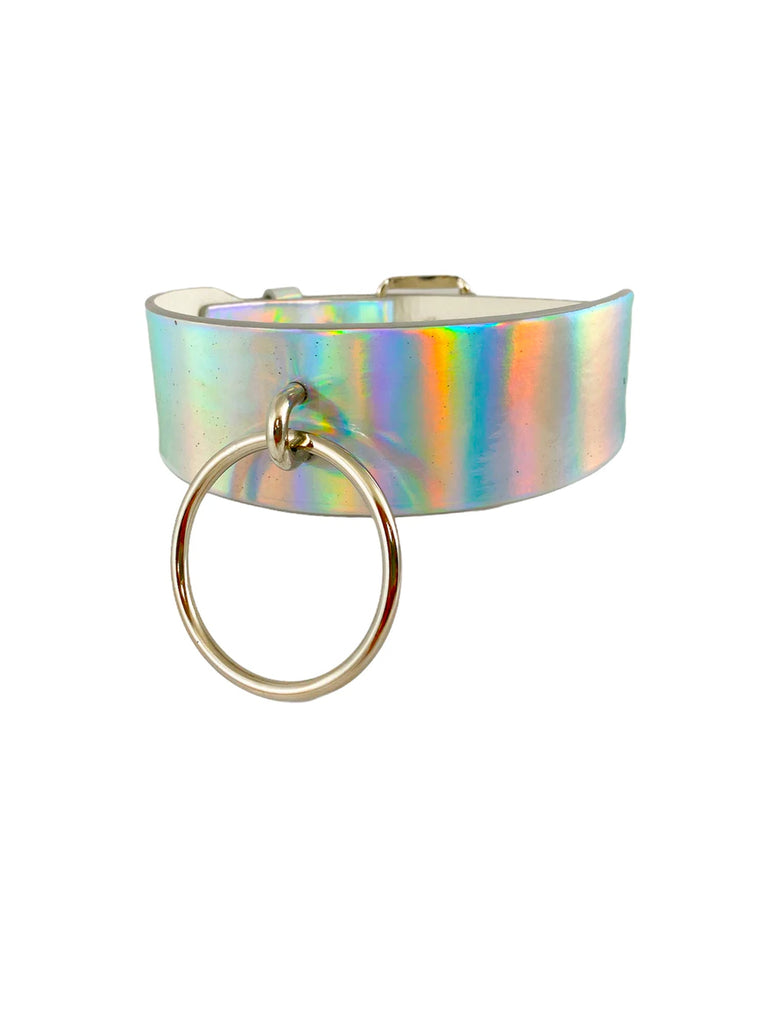 Wide Collar With 2 Inch O Ring - Textured Iridescent