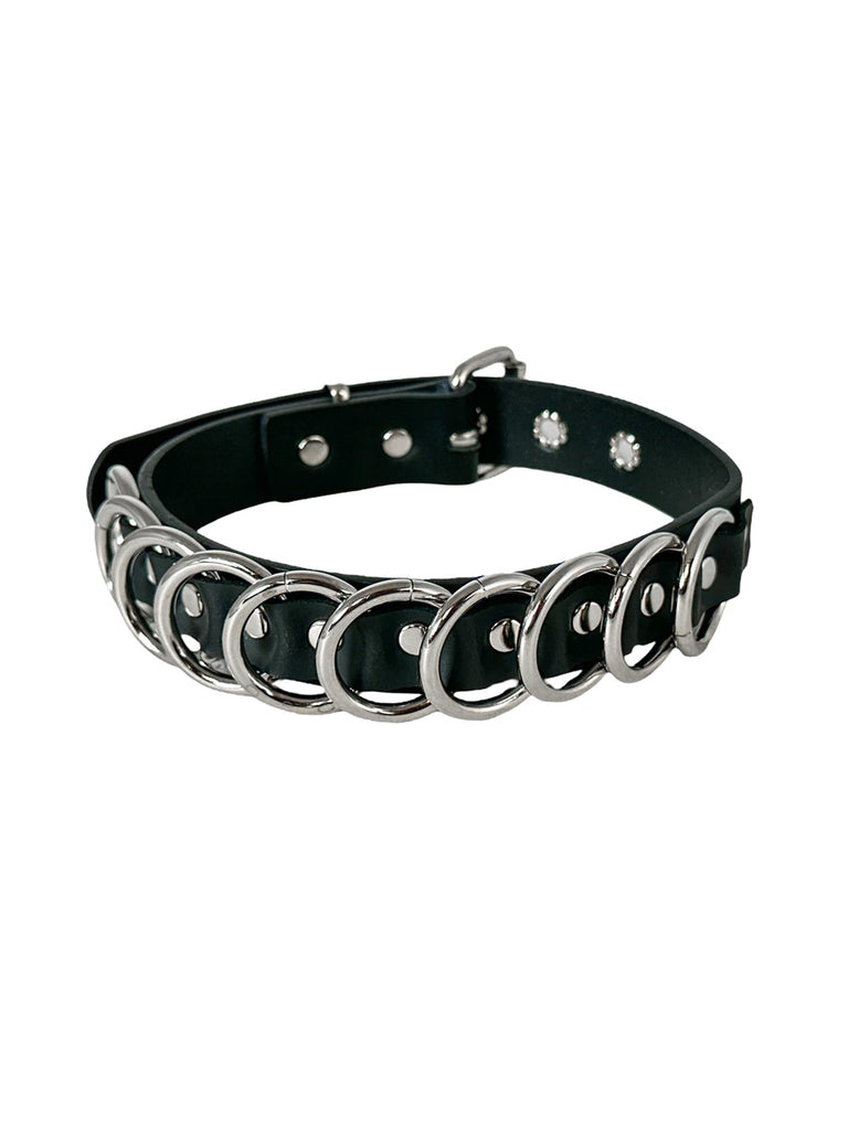 Heavy Bondage Collar With 10 O Rings