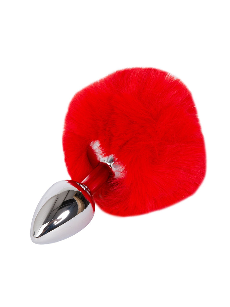 Skin Two UK Large Silver Butt Plug with Red Tail Anal Toy