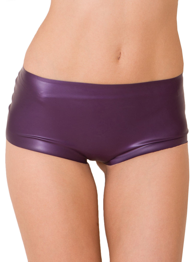 Skin Two UK Latex Mini French Knicker in Purple Shorts