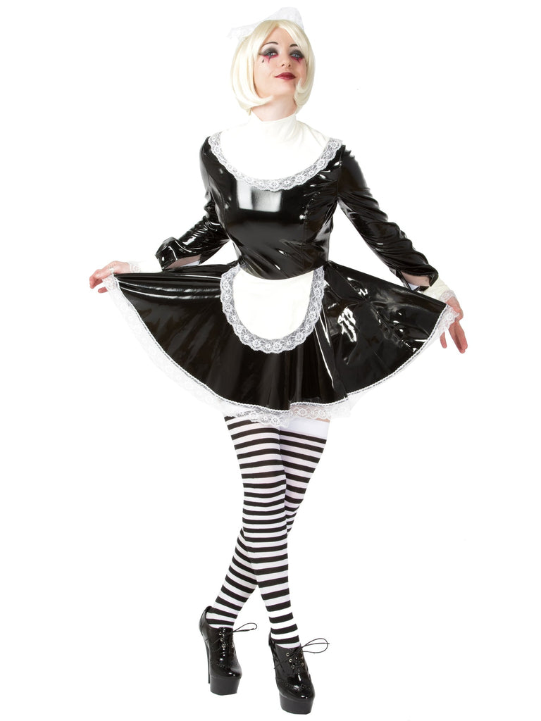 Skin Two UK PVC Melody Maid Dress in Black & White Dress
