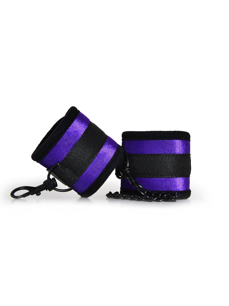 Skin Two UK Purple Velvet Ankle Cuffs With Detachable Chain Cuffs