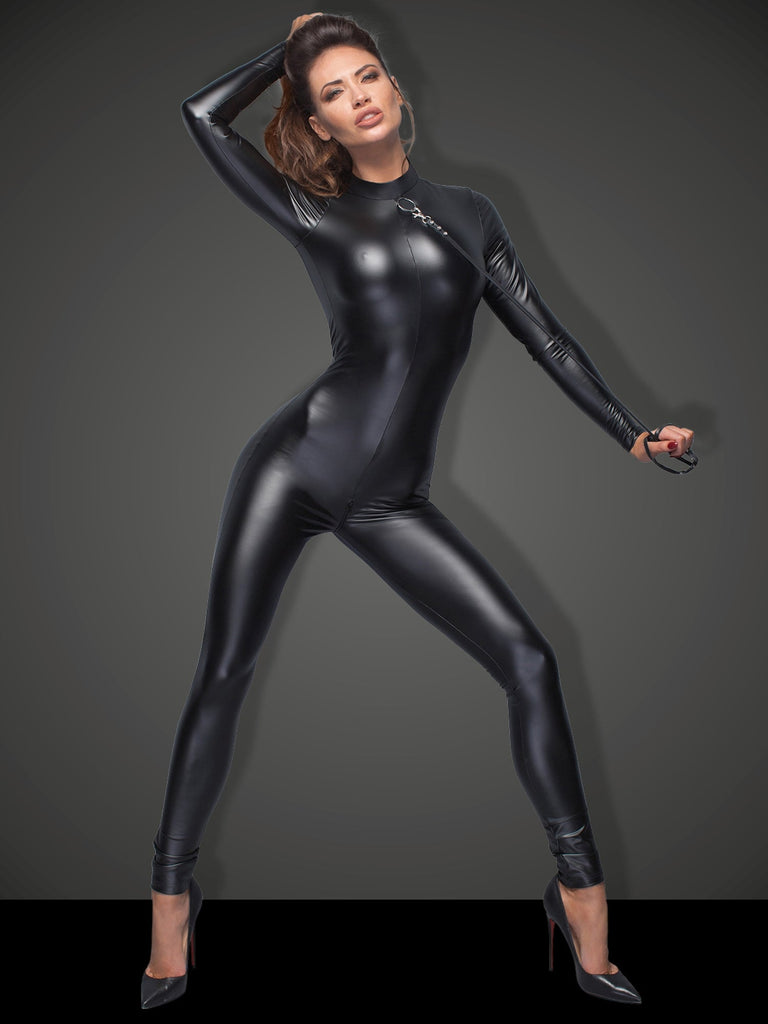 Skin Two UK Powerwetlook Overall With Leash And Two-Way Zipper Catsuit