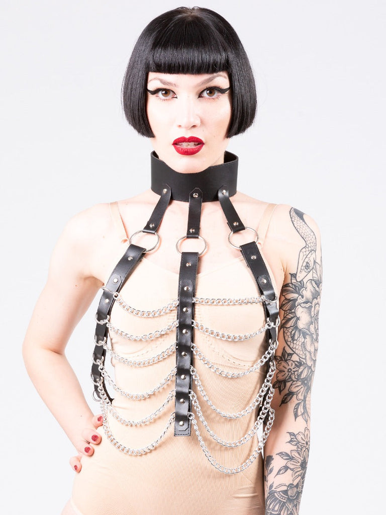 Skin Two UK Leatherette Zena Open Breast Body Harness - One Size Harness