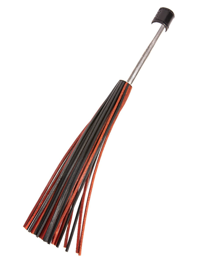 Skin Two UK Black & Red Leather Flogger with Silver Handle Flogger