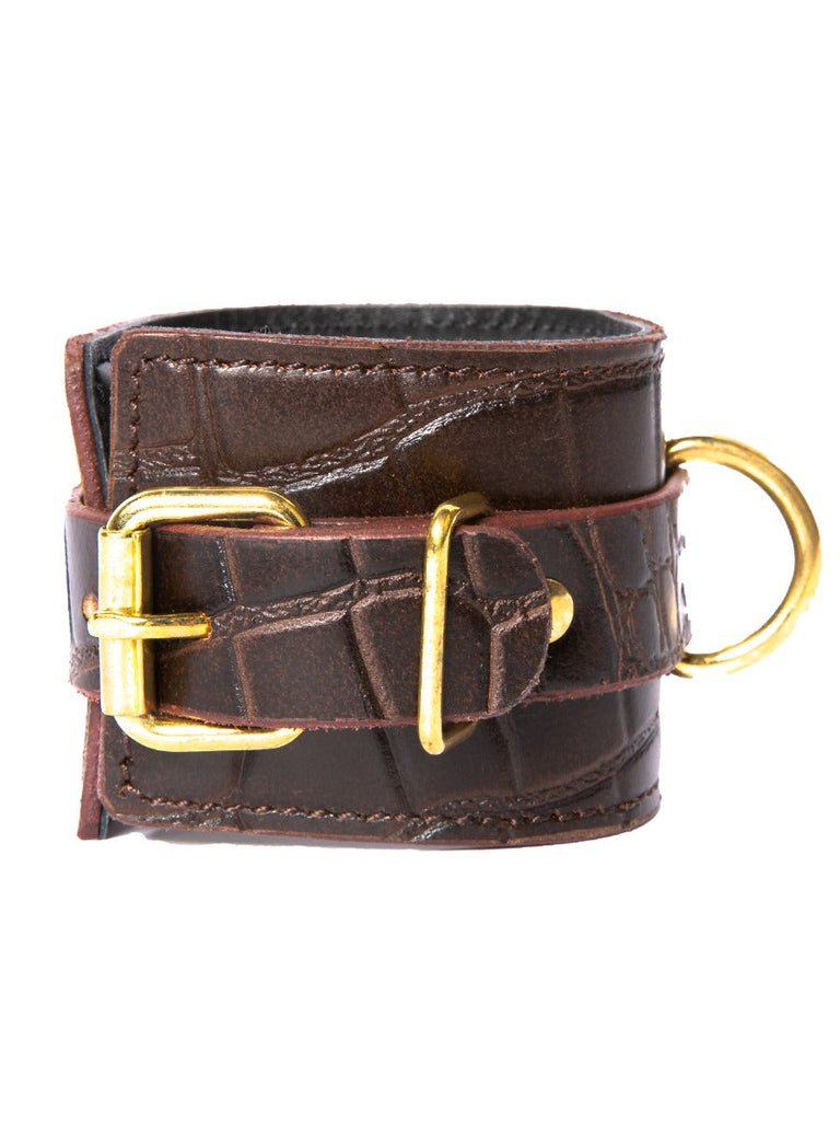Skin Two UK Brown Embossed Leather Wrist Cuffs Cuffs