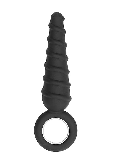 Skin Two UK No. 60 - Dildo With Metal Ring - Black Anal Toy